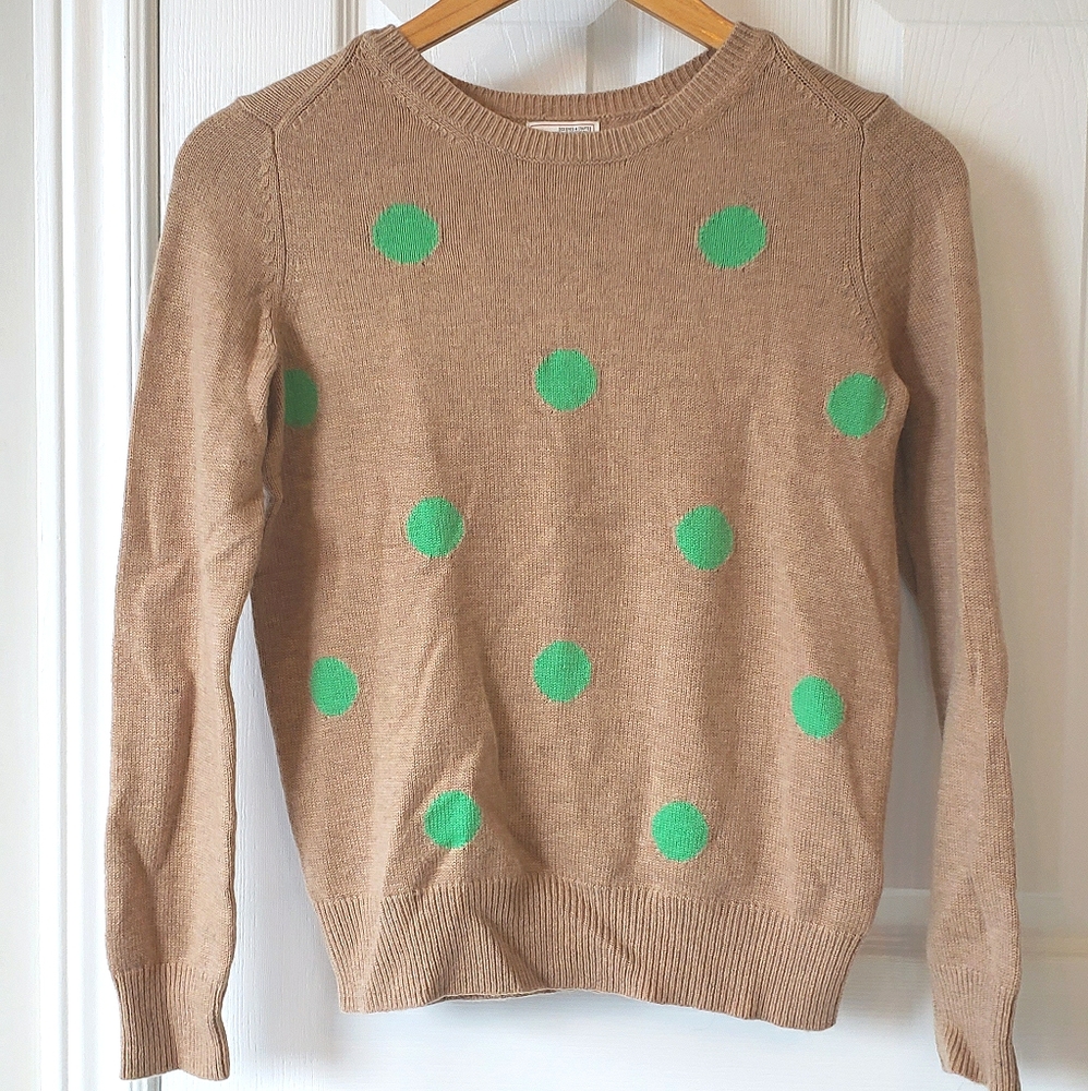 Gap wool blend sweater with green polka dots